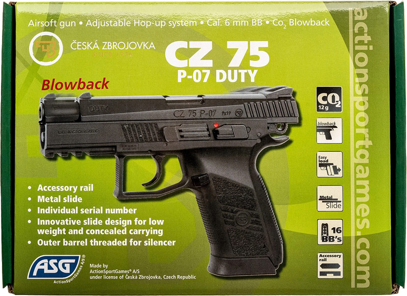 Пістолет страйкбольний ASG CZ75 P-07 Duty CO2. Blowback. кал. 6 мм Фото 3